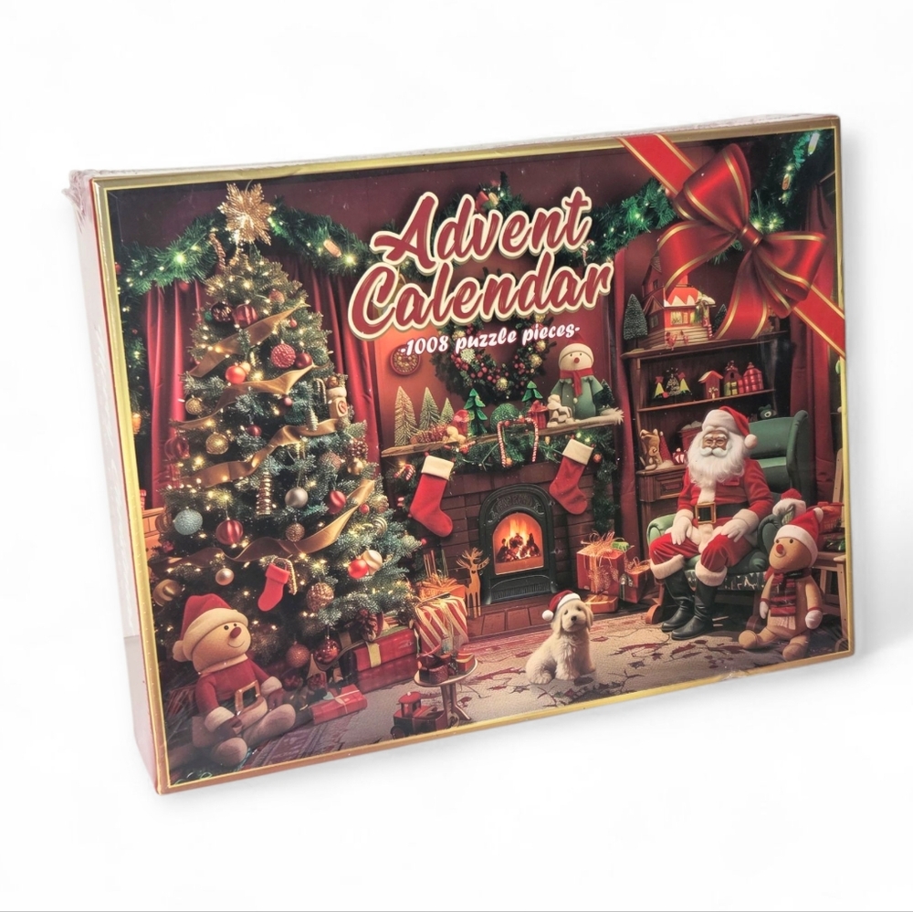 Christmas Advent Jigsaw Puzzle New Sealed‎ Santa Claus Tree Present Dog Stocking